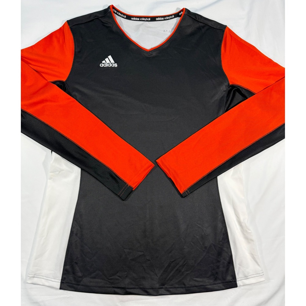 Adidas Volleyball Climacool Jersey Womens XL Long Sleeve Black Red White V-Neck